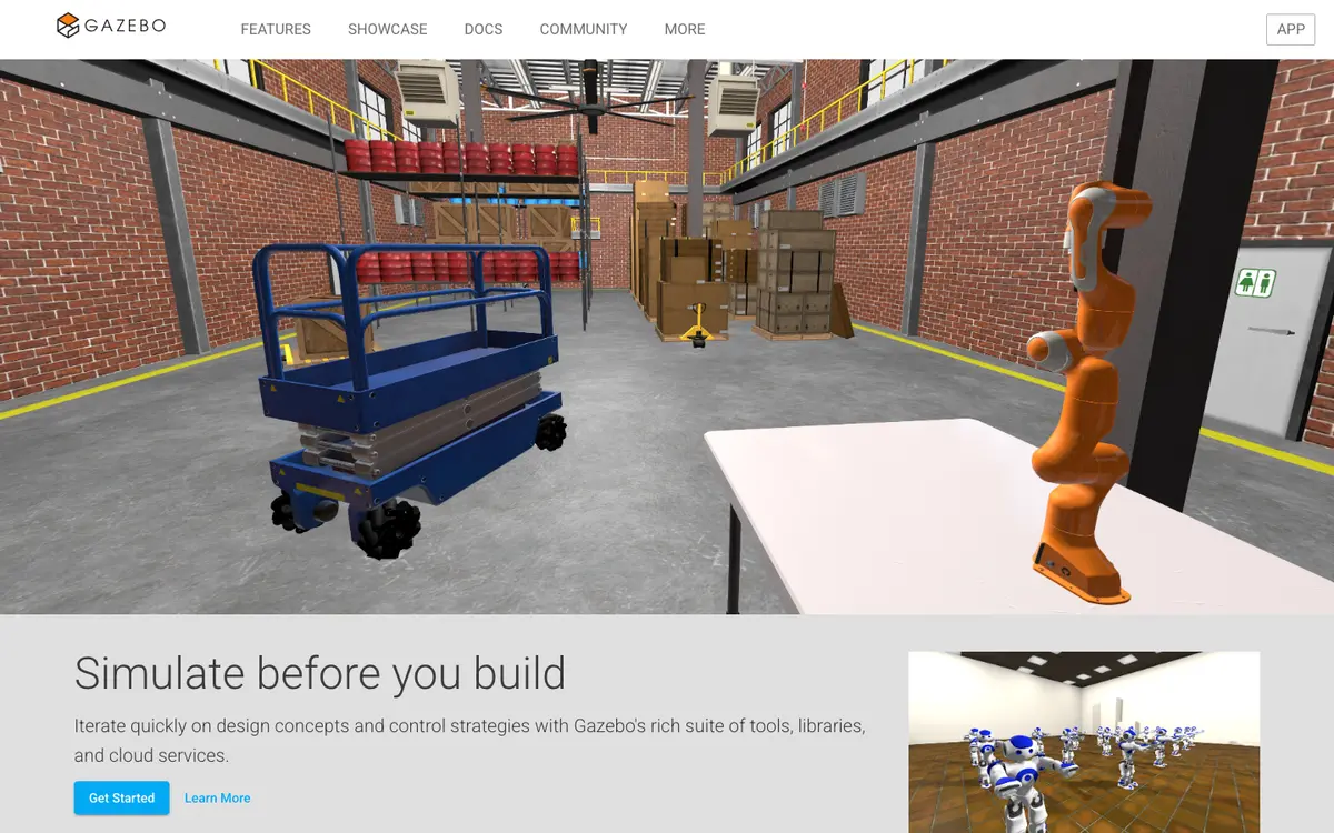 Gazebo homepage screenshot