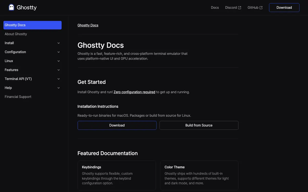 Ghostty docs screenshot