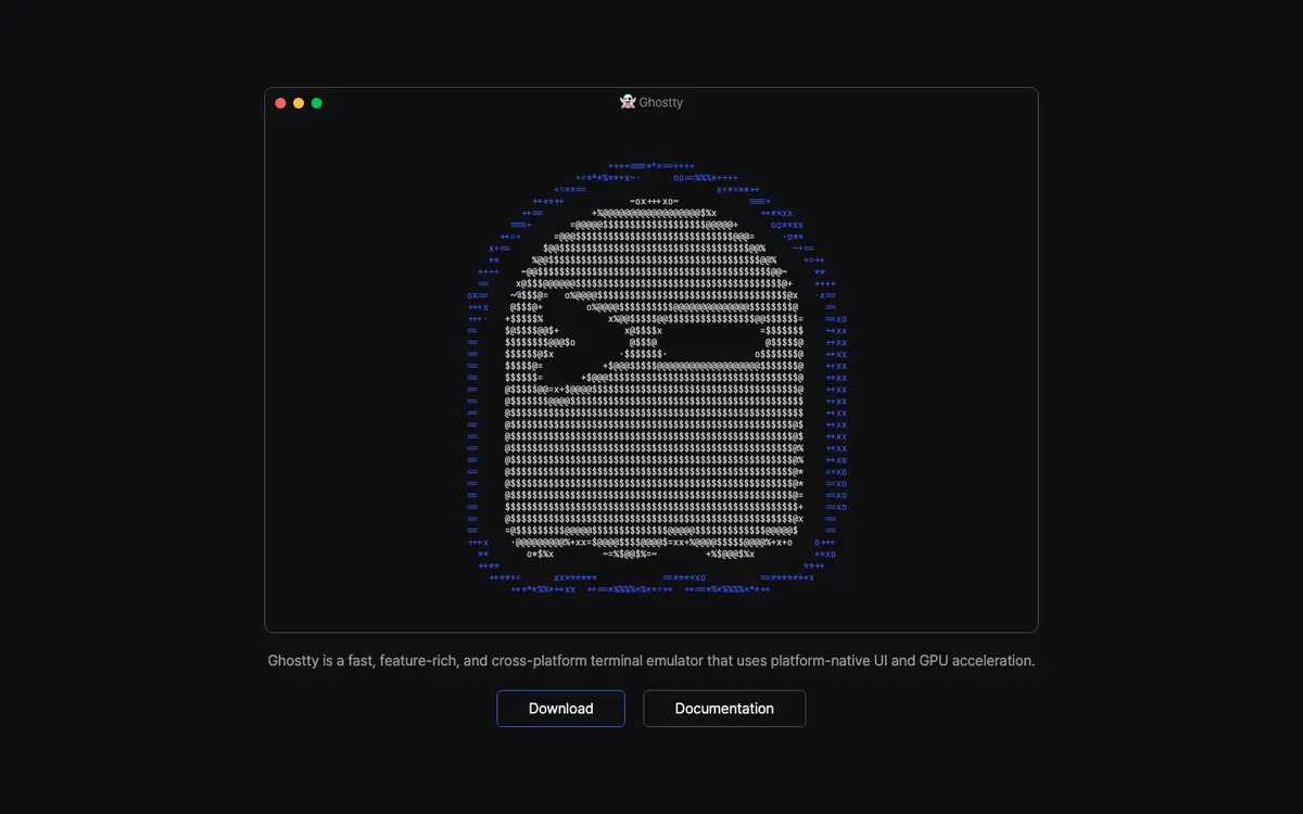 Ghostty homepage screenshot