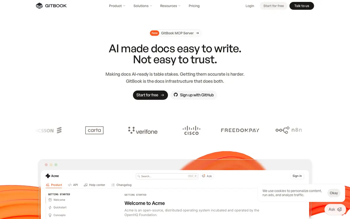 GitBook homepage screenshot