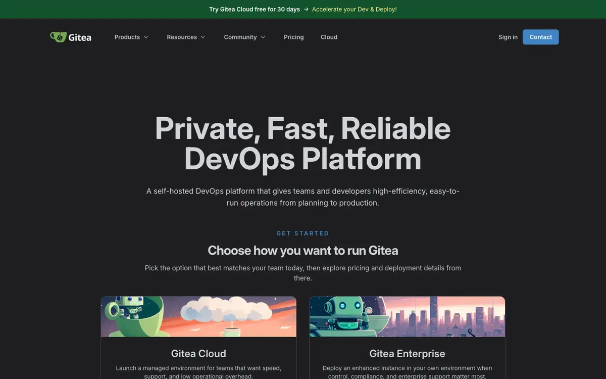 Gitea homepage screenshot