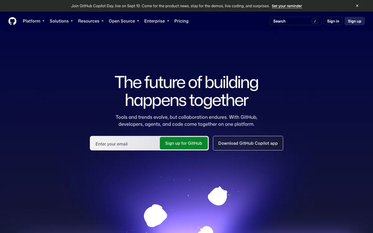 GitHub homepage screenshot