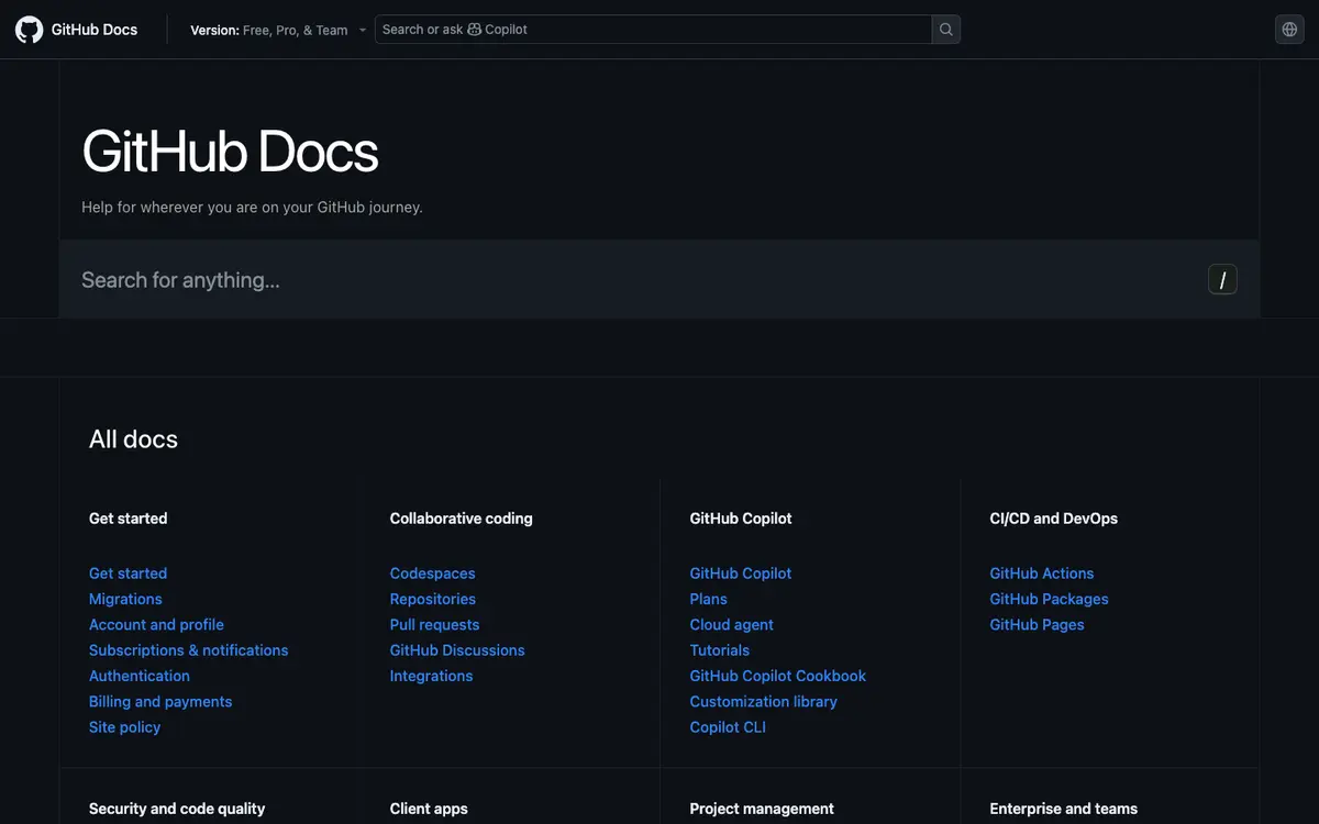 GitHub Mobile docs screenshot