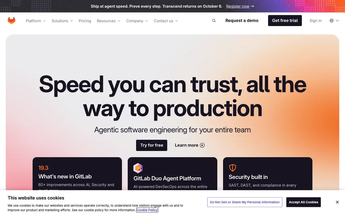 GitLab homepage screenshot