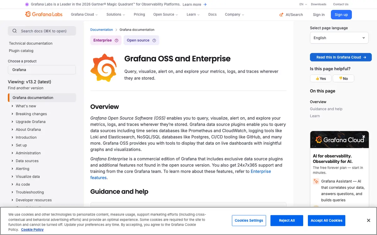 Grafana docs screenshot