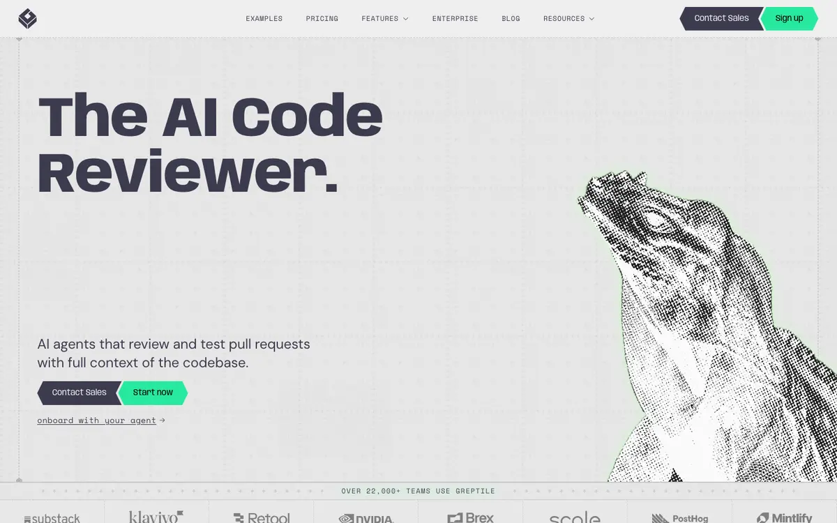 Greptile homepage screenshot