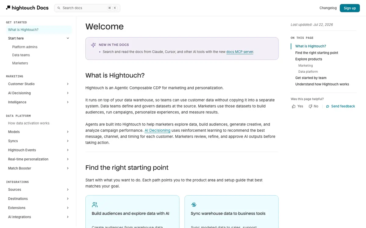 Hightouch docs screenshot