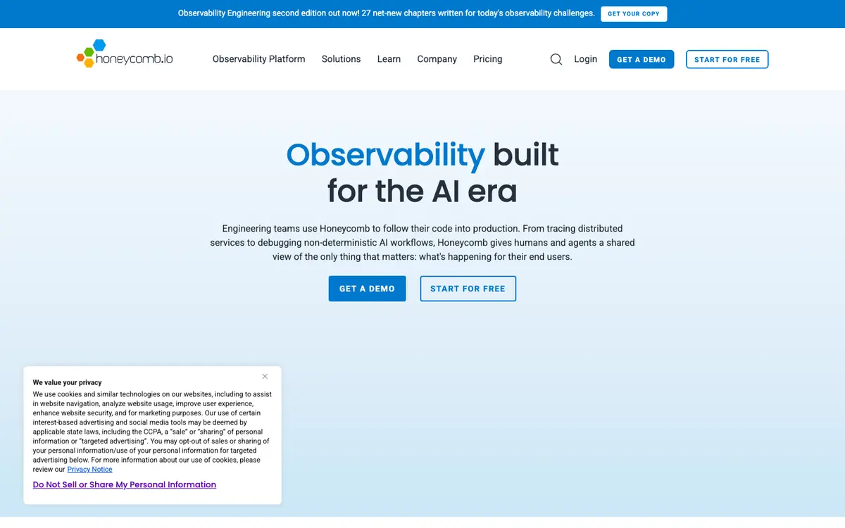 Honeycomb homepage screenshot