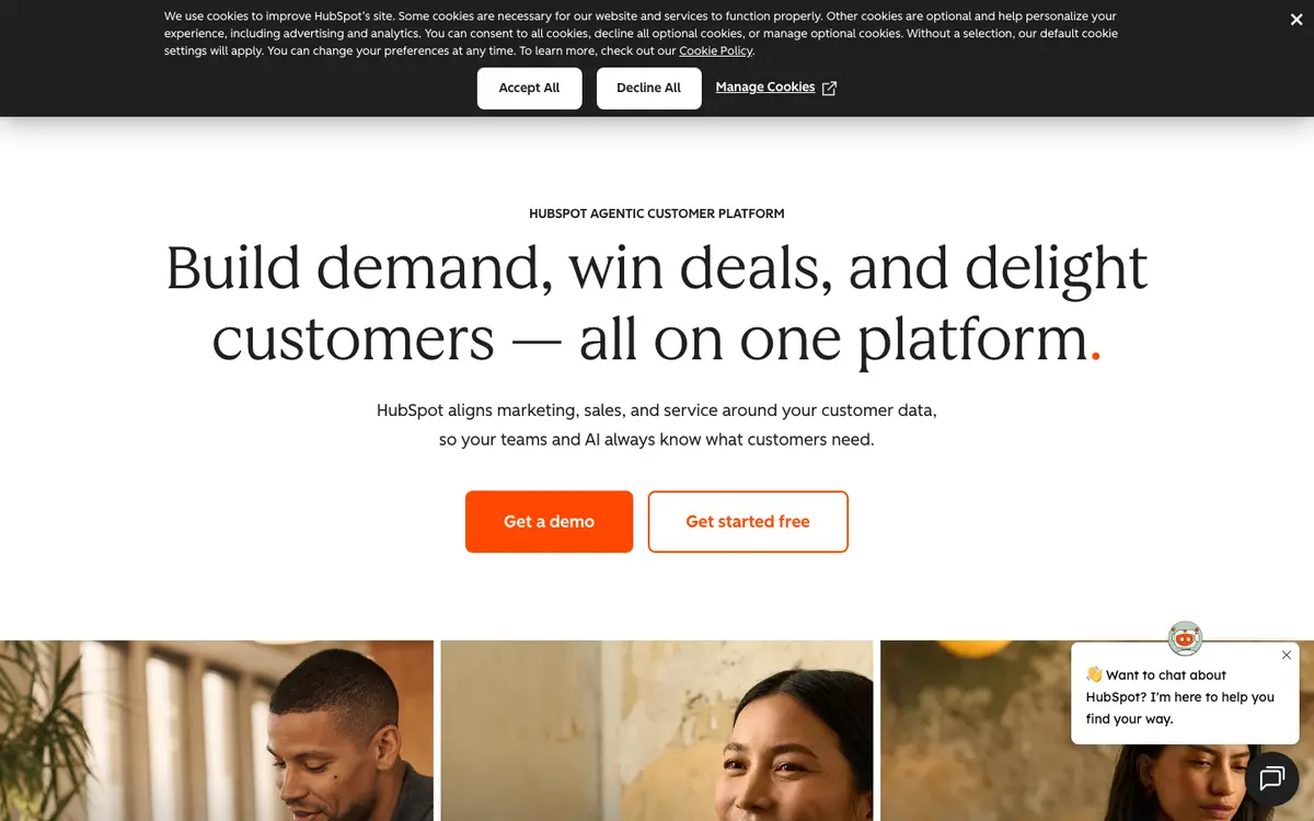 HubSpot homepage screenshot