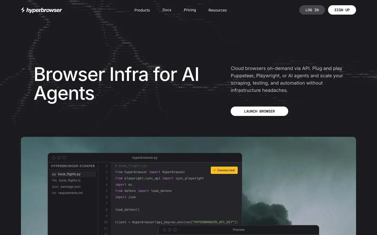 Hyperbrowser homepage screenshot