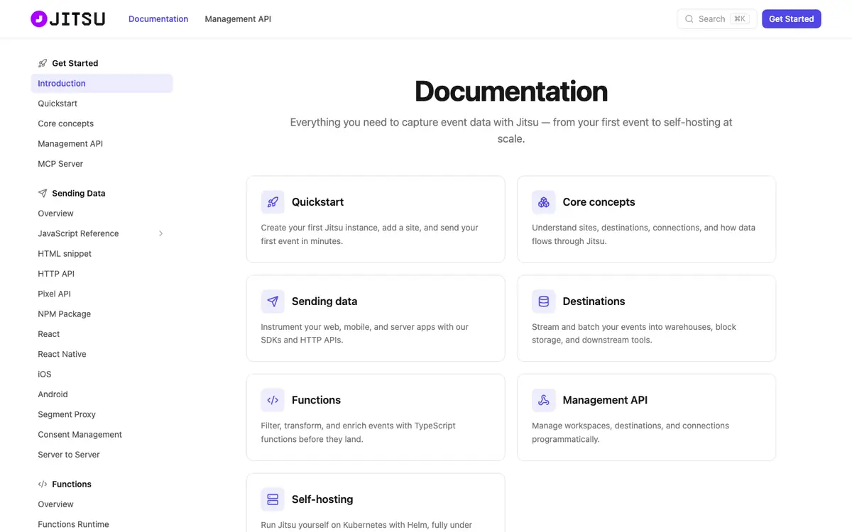 Jitsu docs screenshot