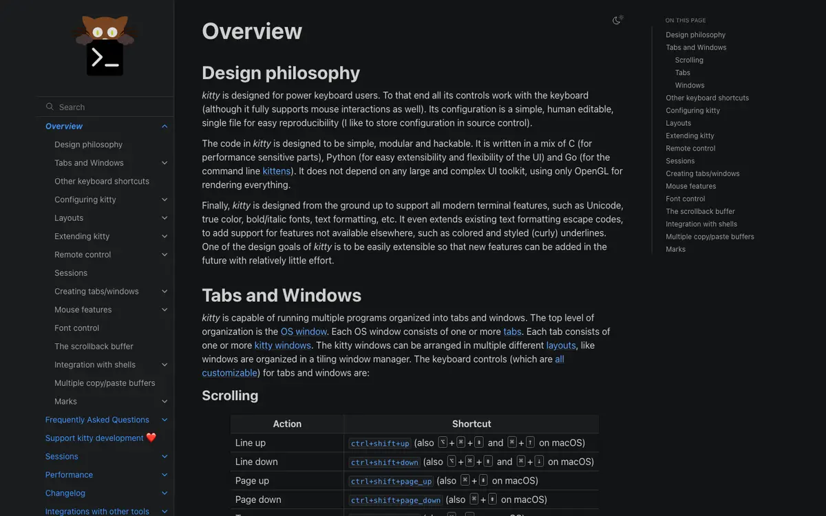 kitty docs screenshot