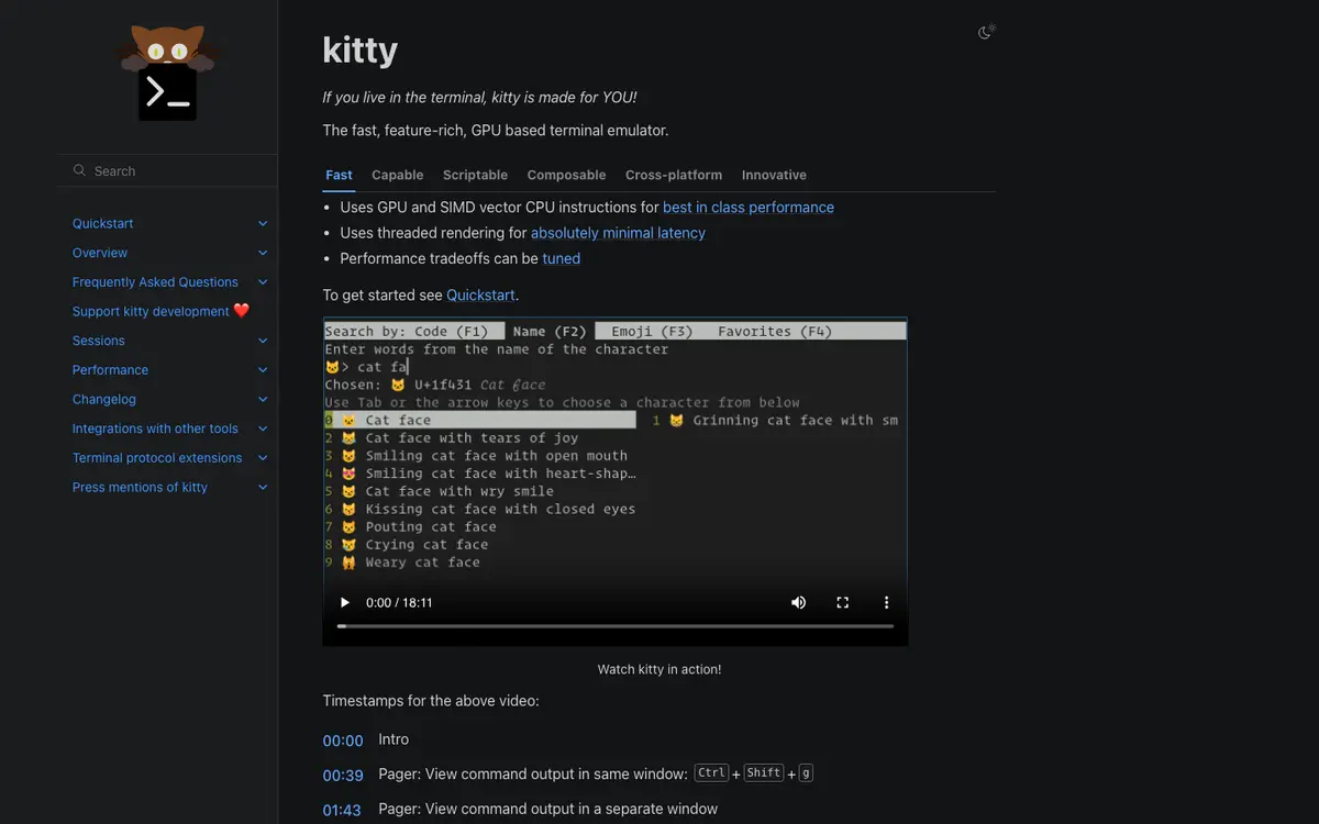 kitty homepage screenshot