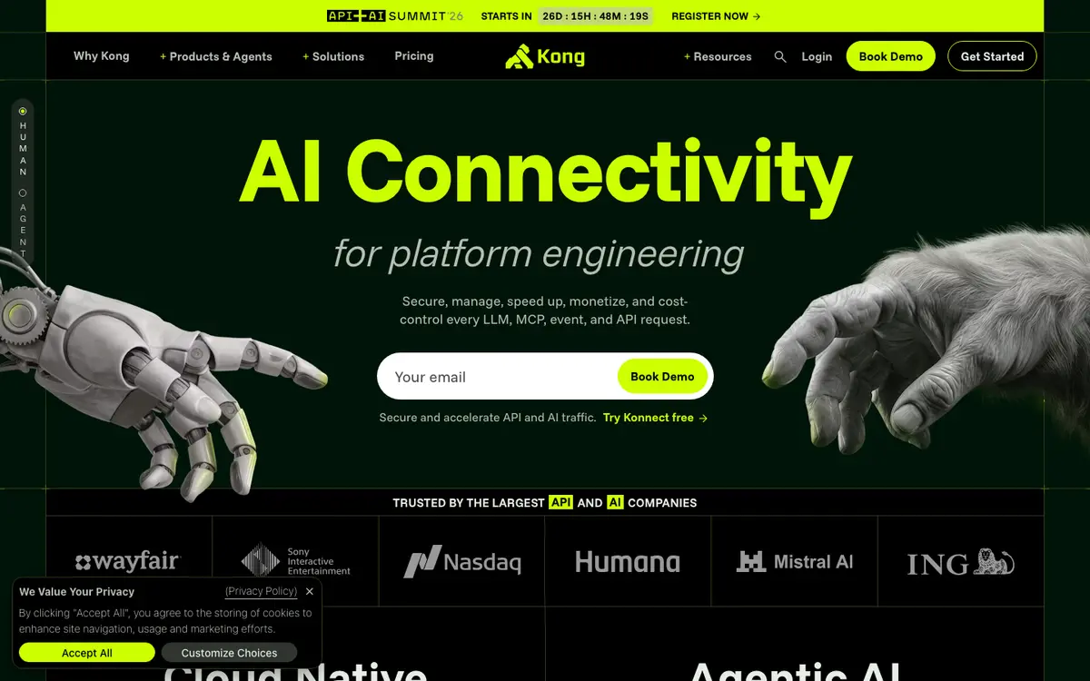 Kong homepage screenshot