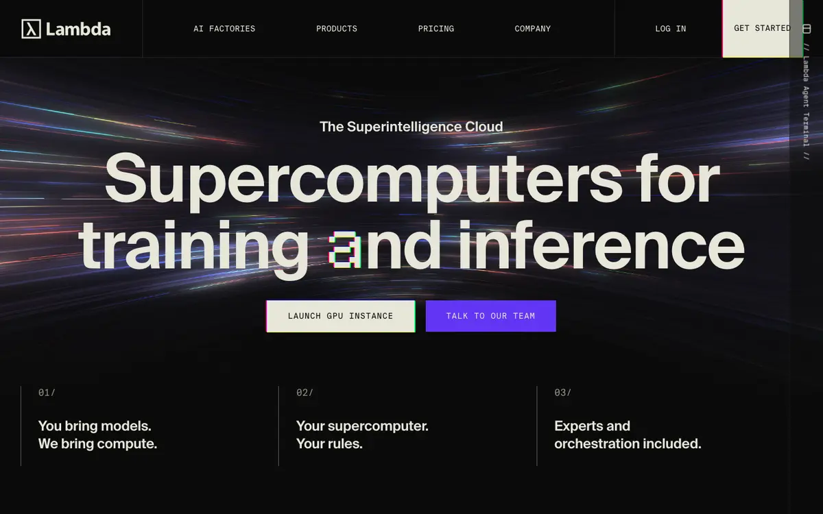 Lambda homepage screenshot