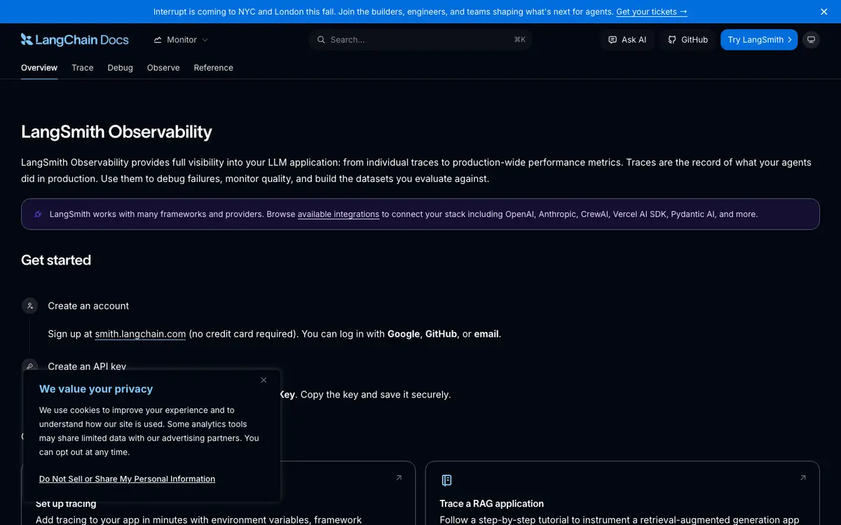 LangSmith docs screenshot
