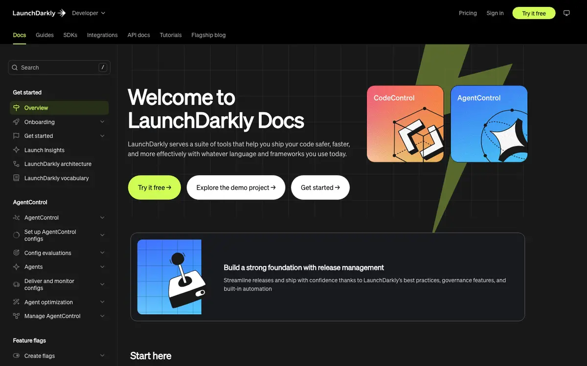 LaunchDarkly docs screenshot