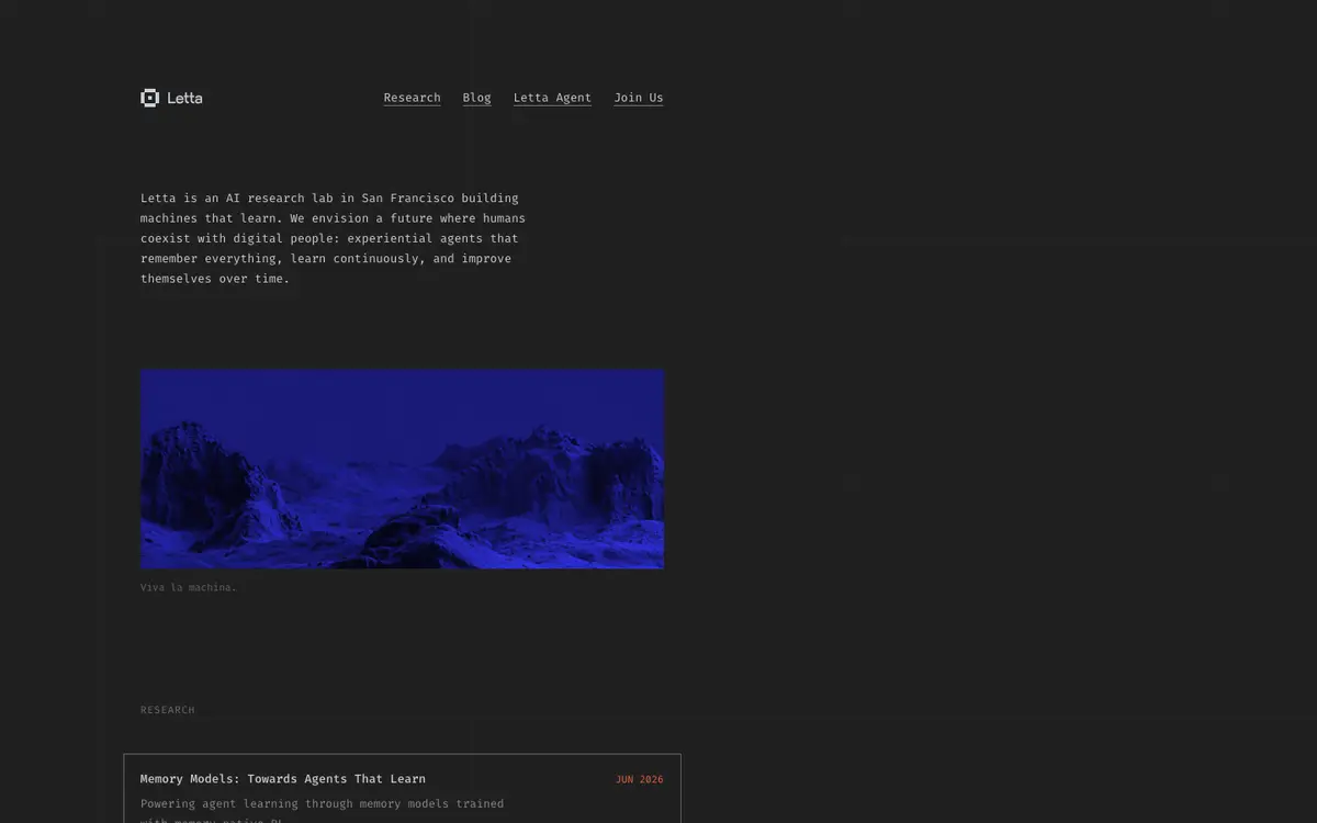 Letta homepage screenshot