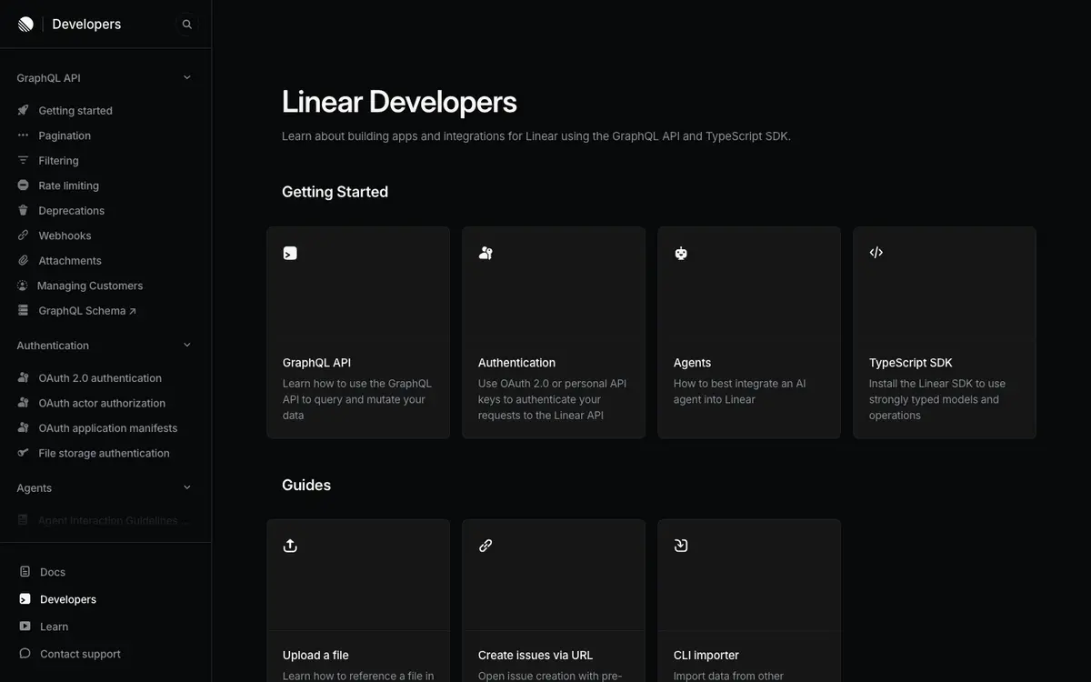 Linear docs screenshot