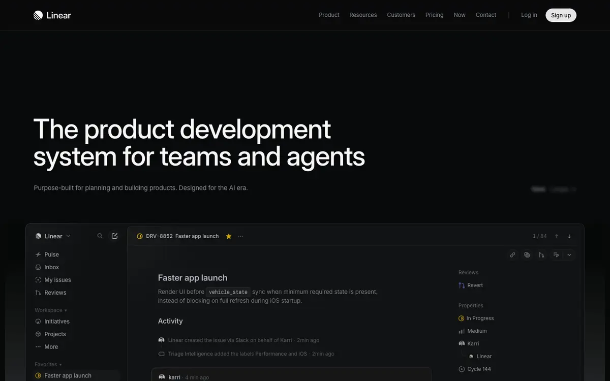 Linear homepage screenshot