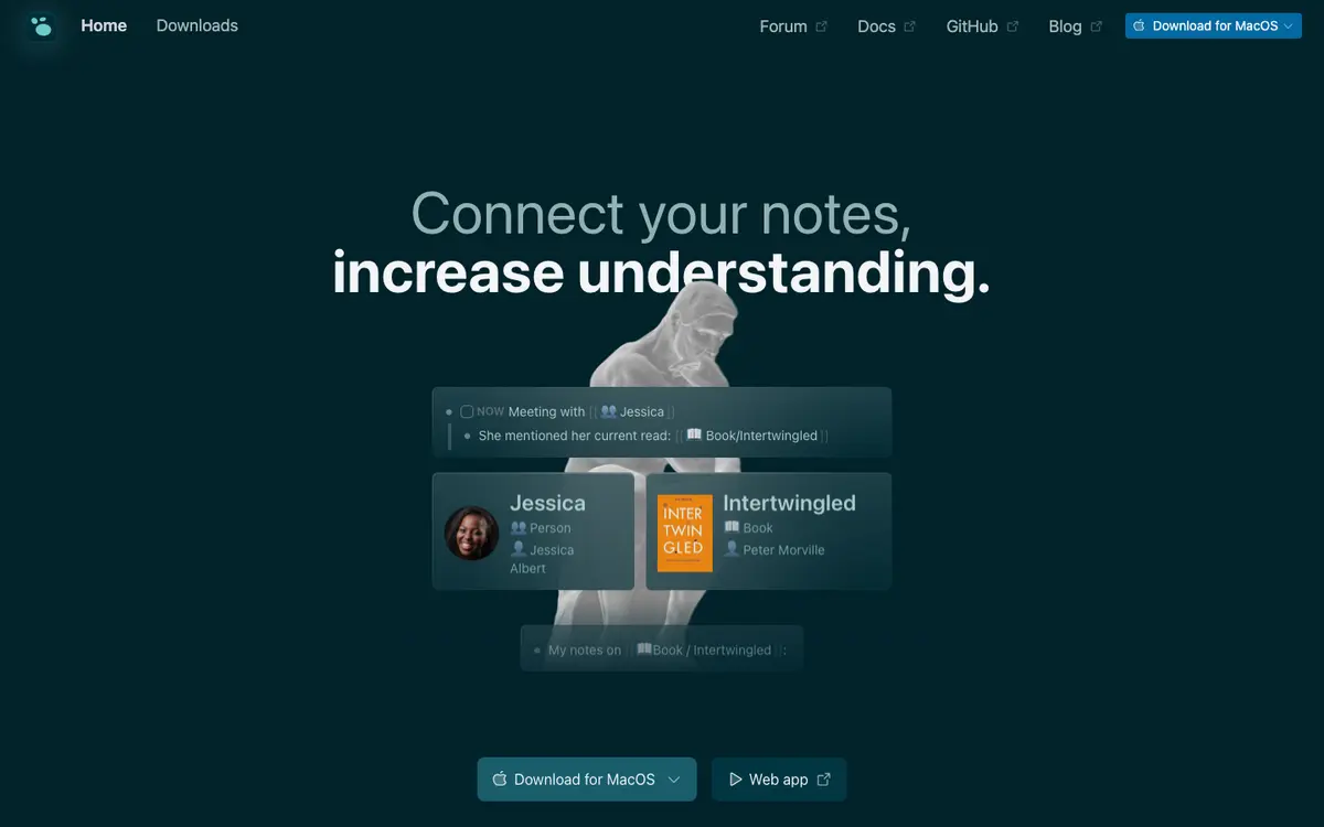 Logseq homepage screenshot