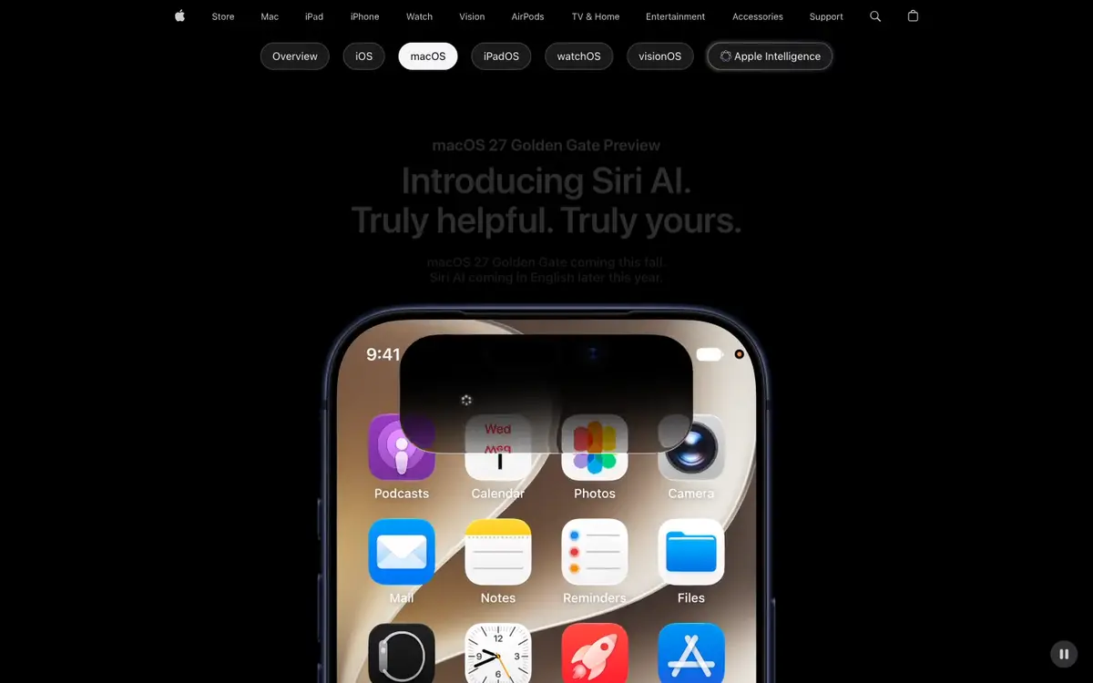 macOS homepage screenshot