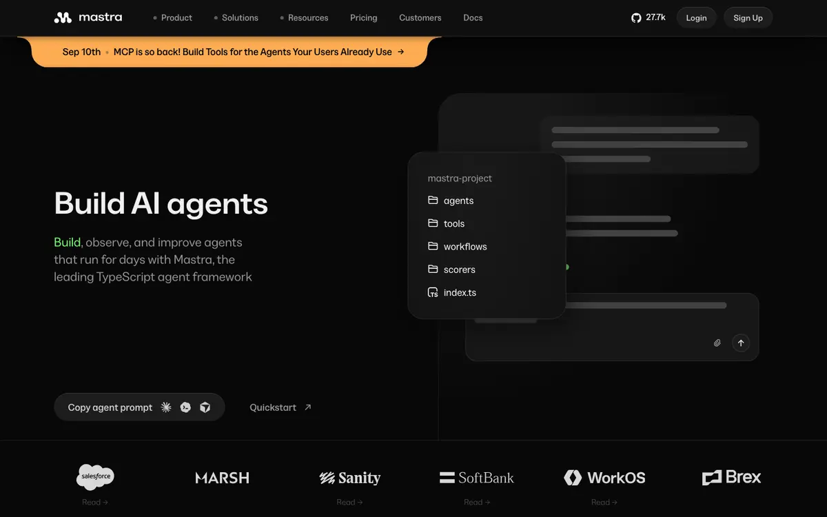 Mastra homepage screenshot