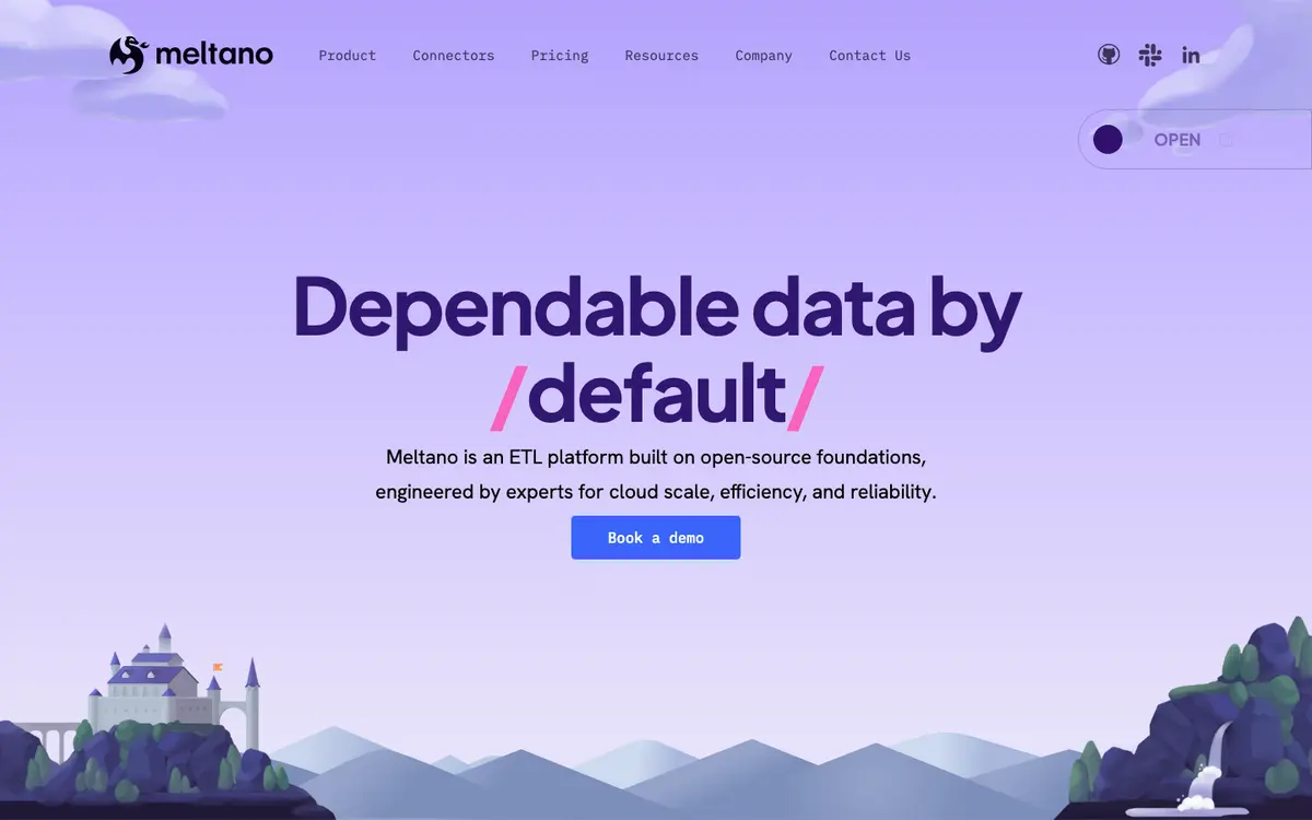 Meltano homepage screenshot