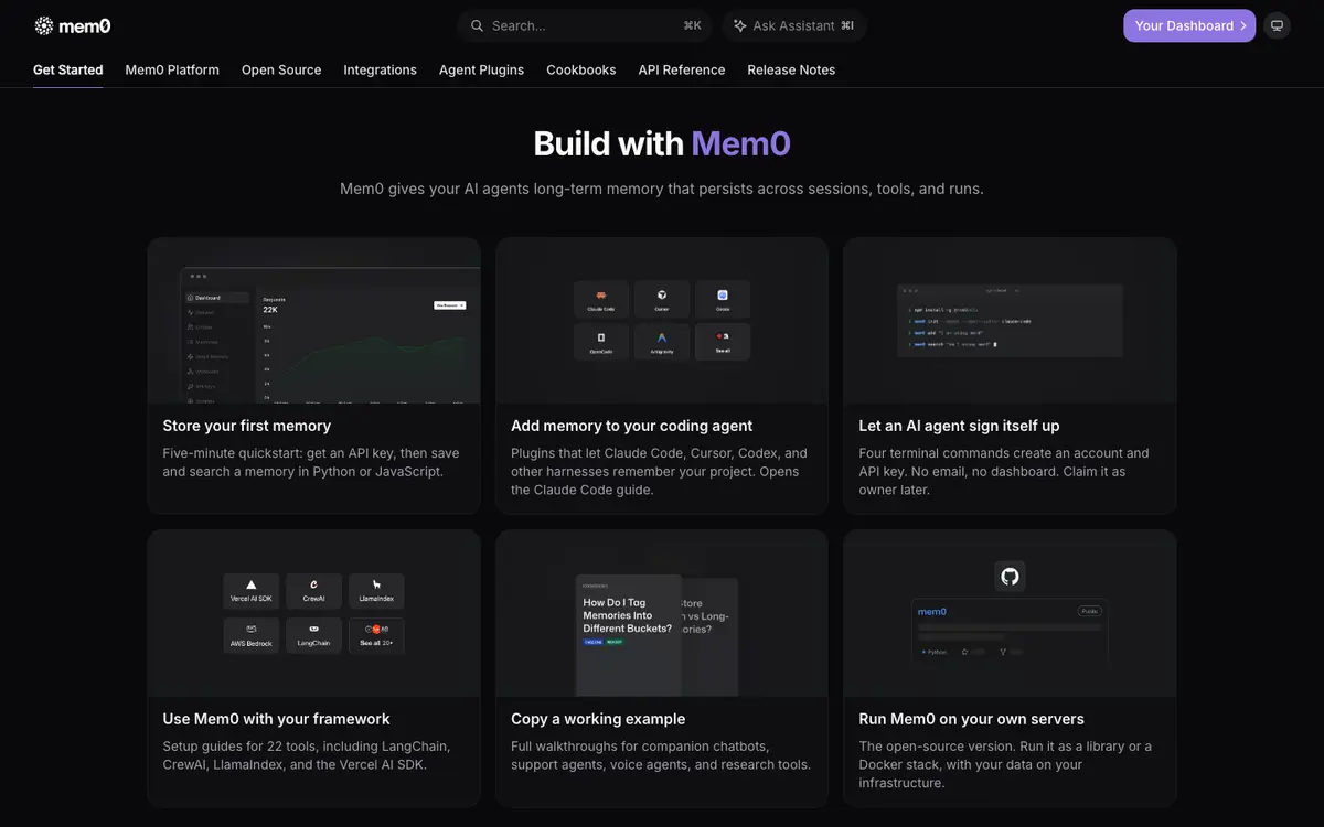 Mem0 docs screenshot