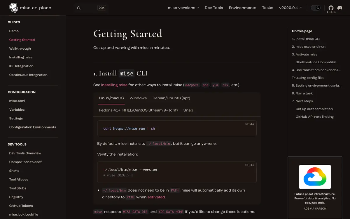 mise docs screenshot