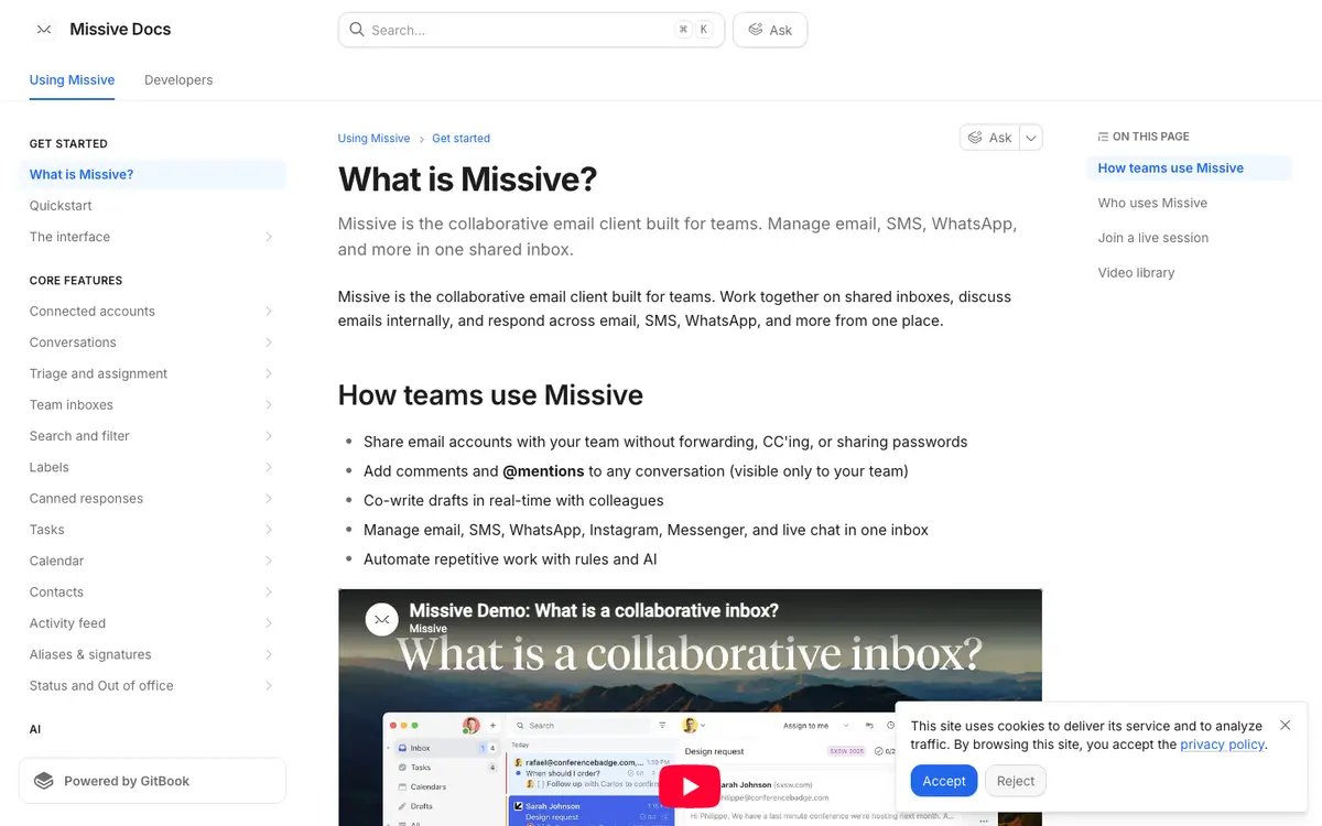 Missive docs screenshot