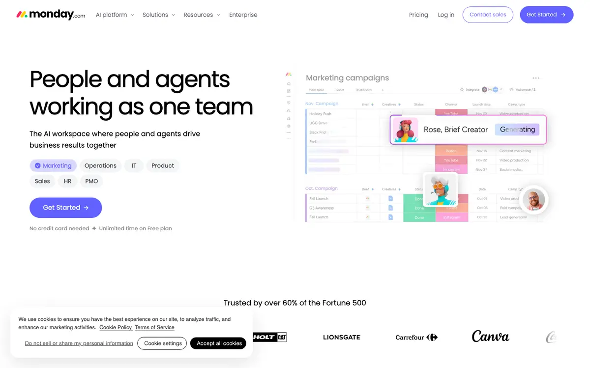 monday.com homepage screenshot
