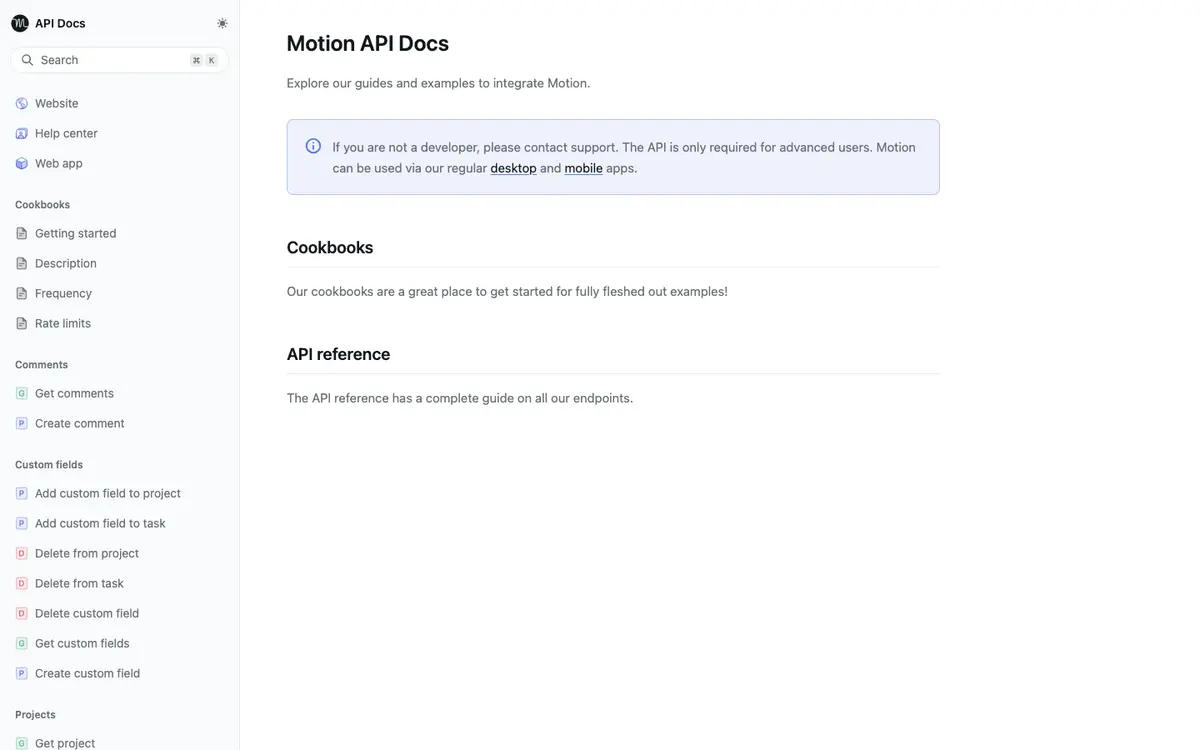 Motion docs screenshot