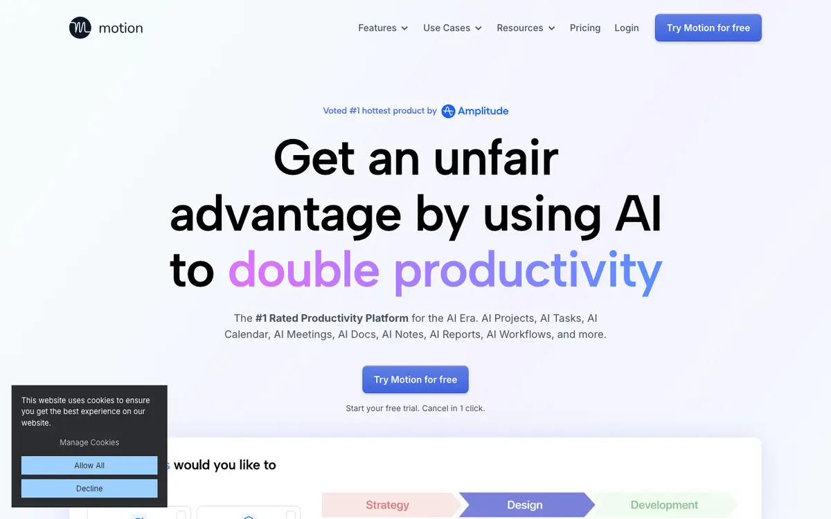Motion homepage screenshot