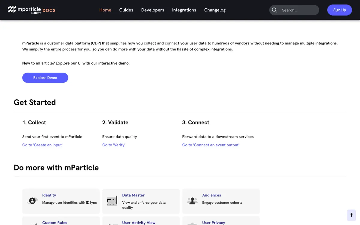 mParticle docs screenshot