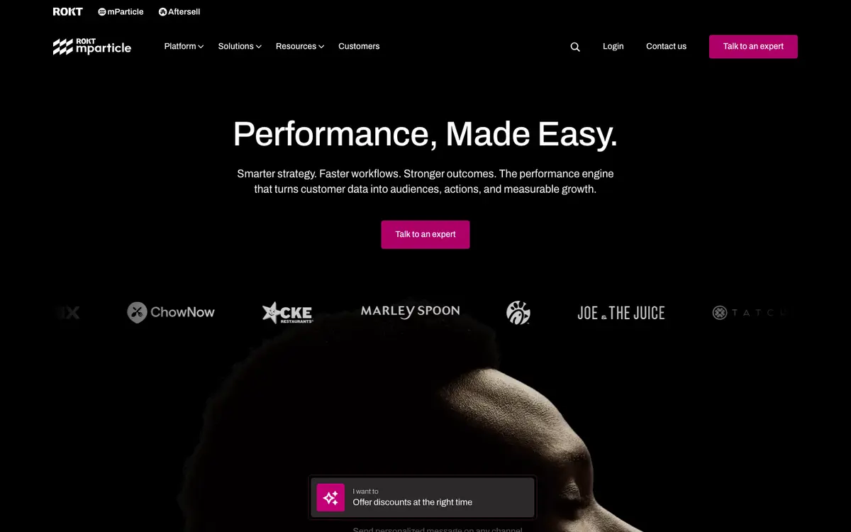 mParticle homepage screenshot