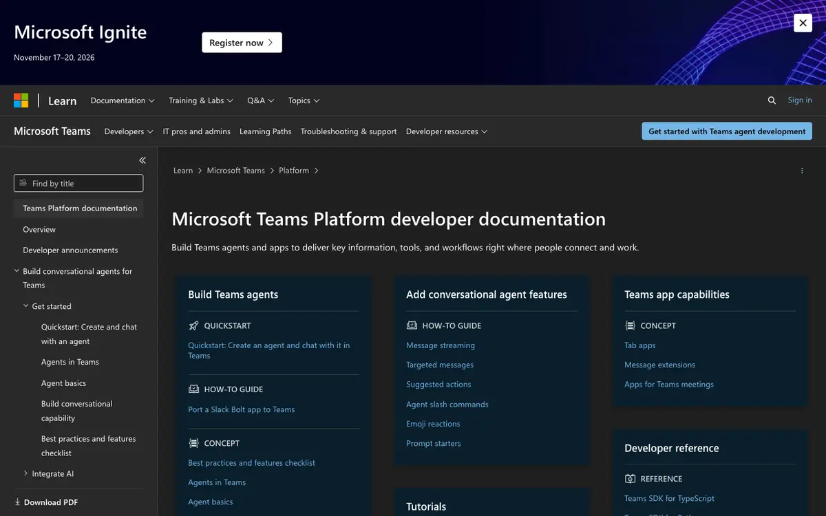 Microsoft Teams docs screenshot