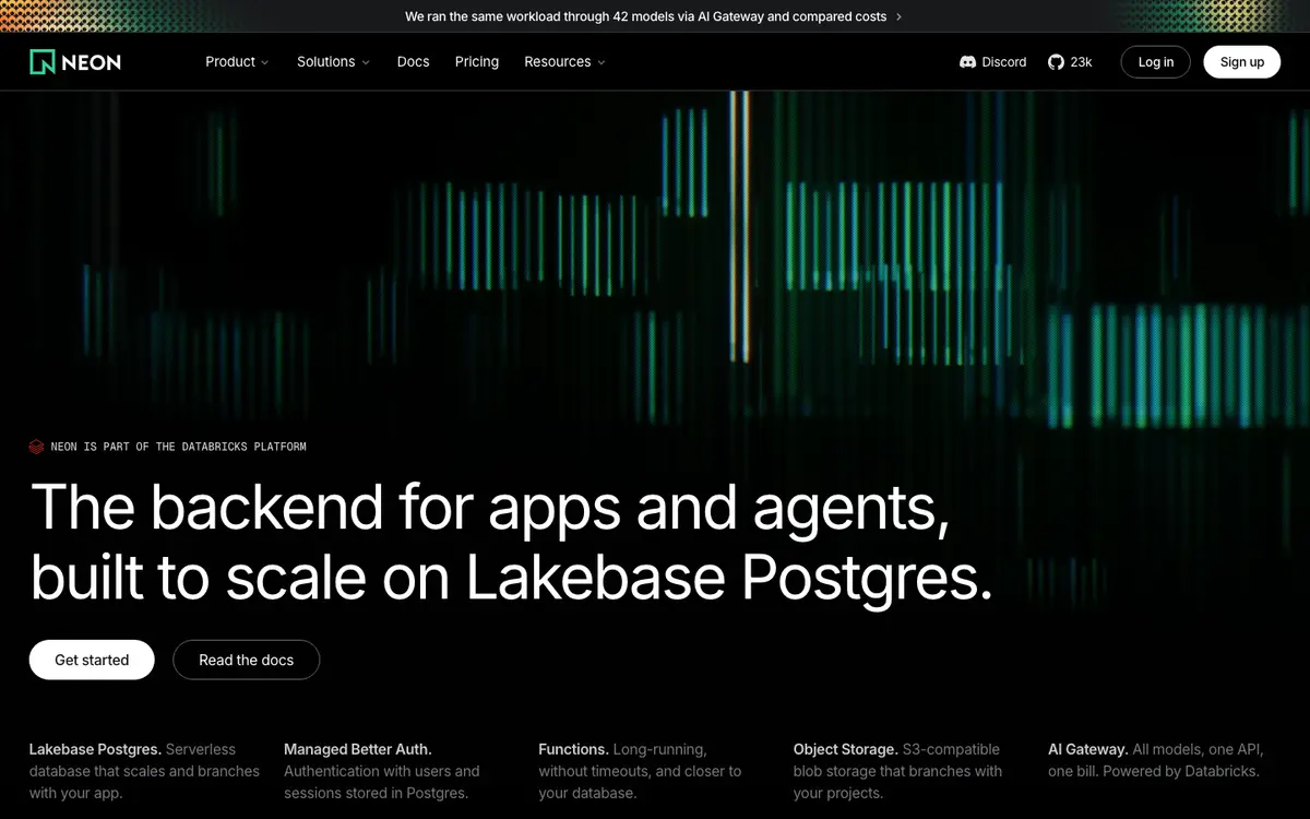 Neon homepage screenshot