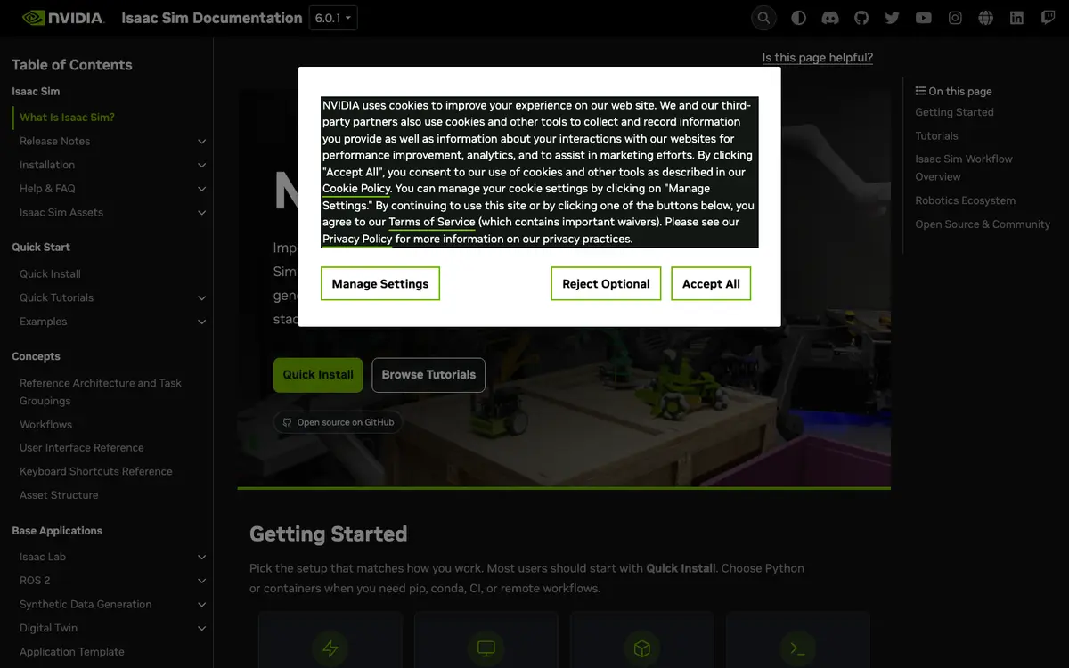 NVIDIA Isaac docs screenshot