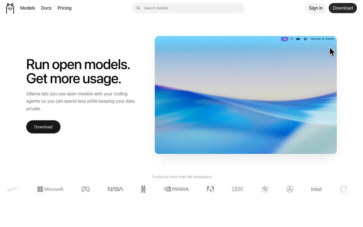 Ollama homepage screenshot
