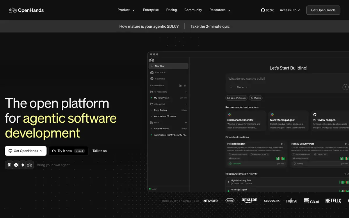 OpenHands homepage screenshot