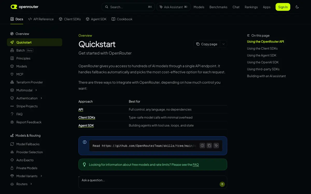 OpenRouter docs screenshot