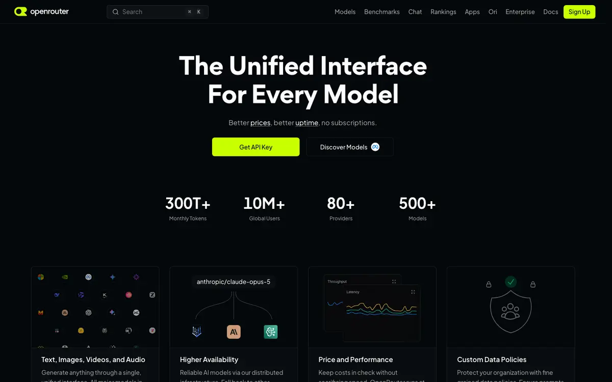 OpenRouter homepage screenshot
