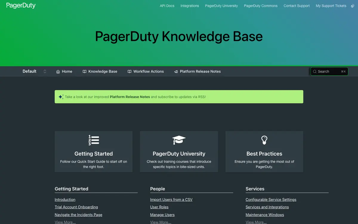PagerDuty docs screenshot