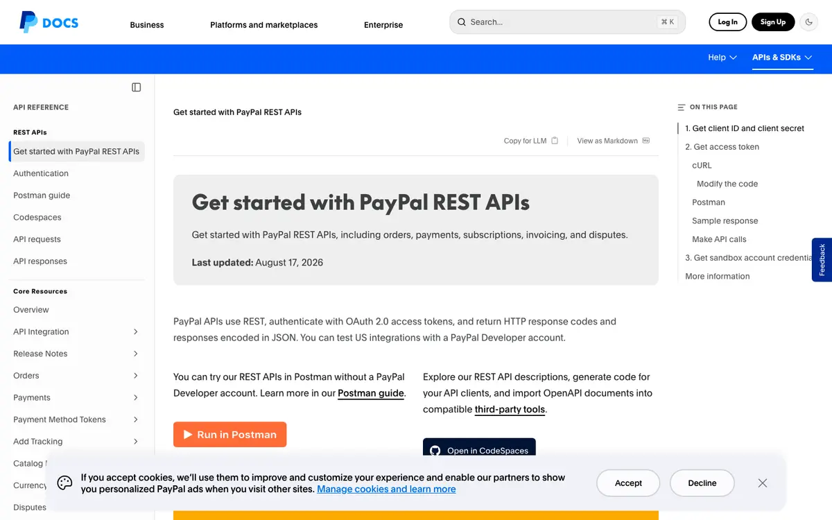 PayPal docs screenshot