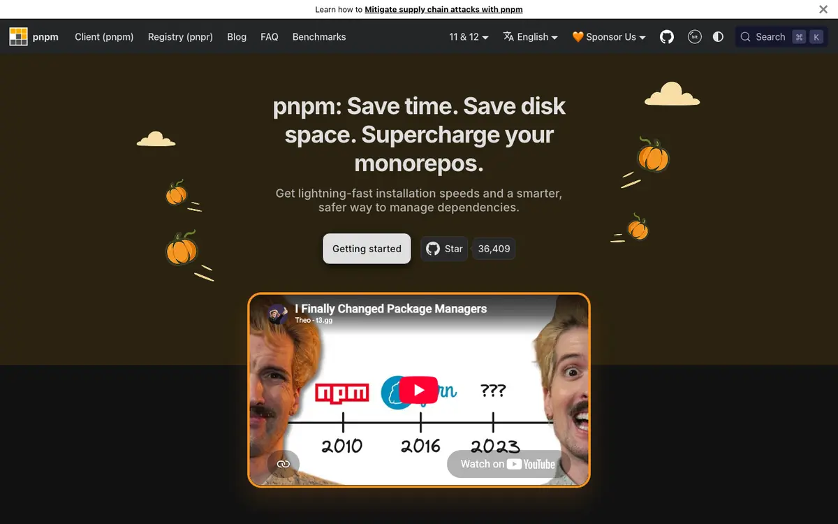 pnpm homepage screenshot