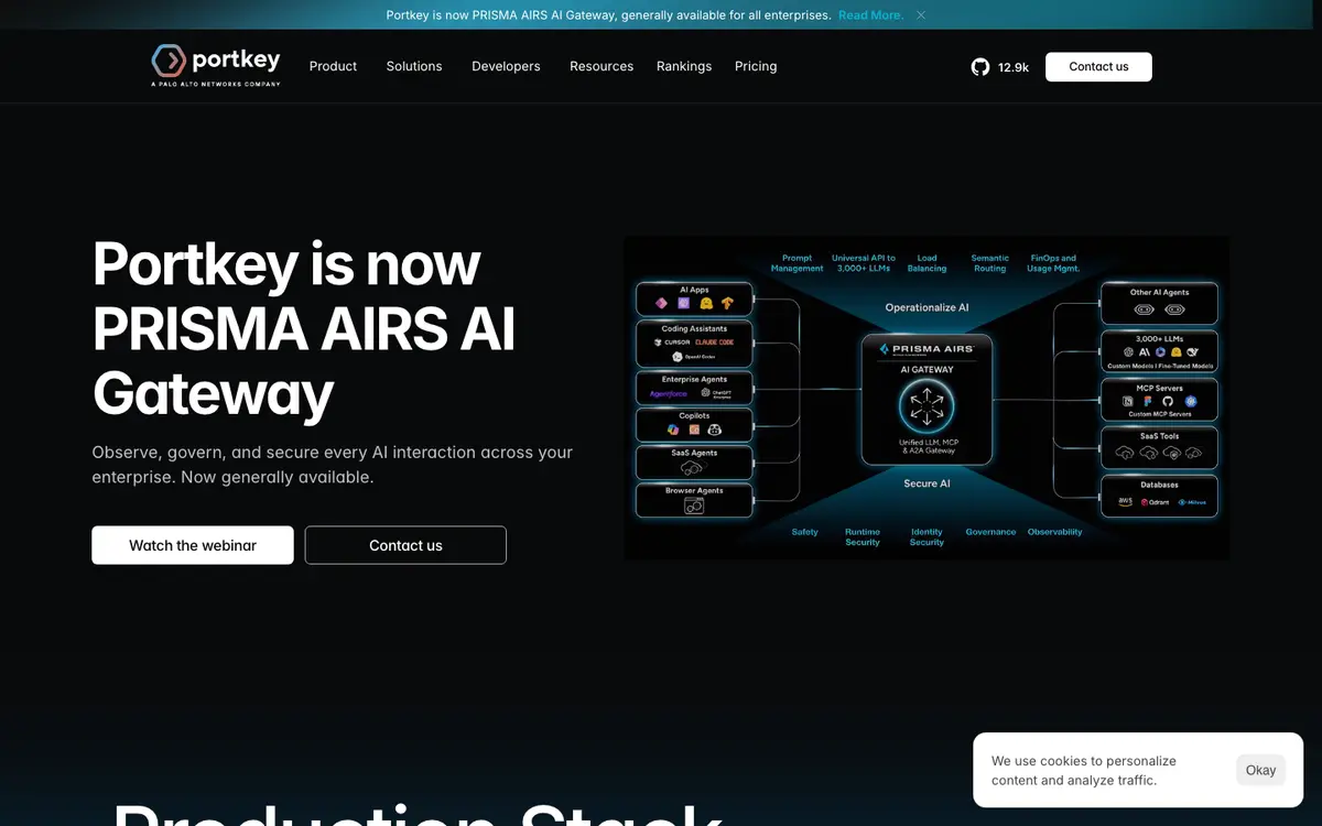 Portkey homepage screenshot