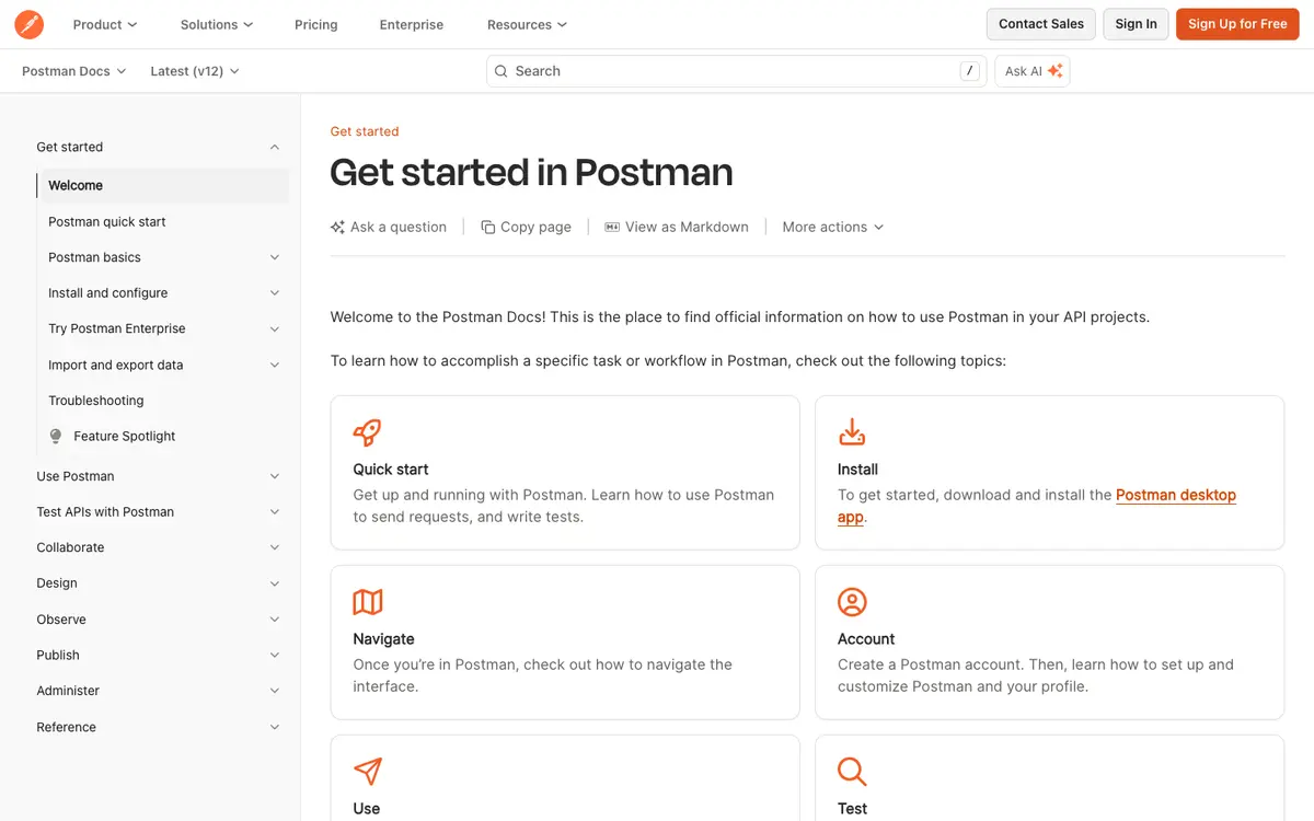 Postman docs screenshot