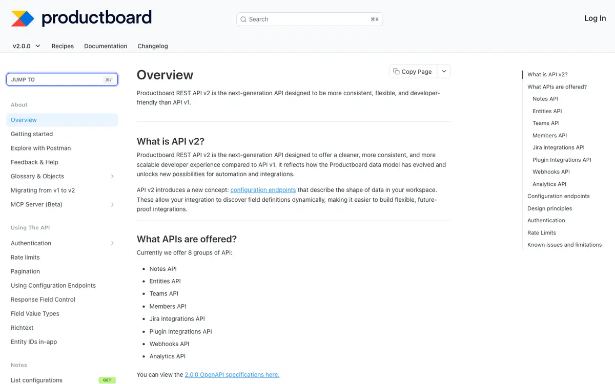 Productboard docs screenshot