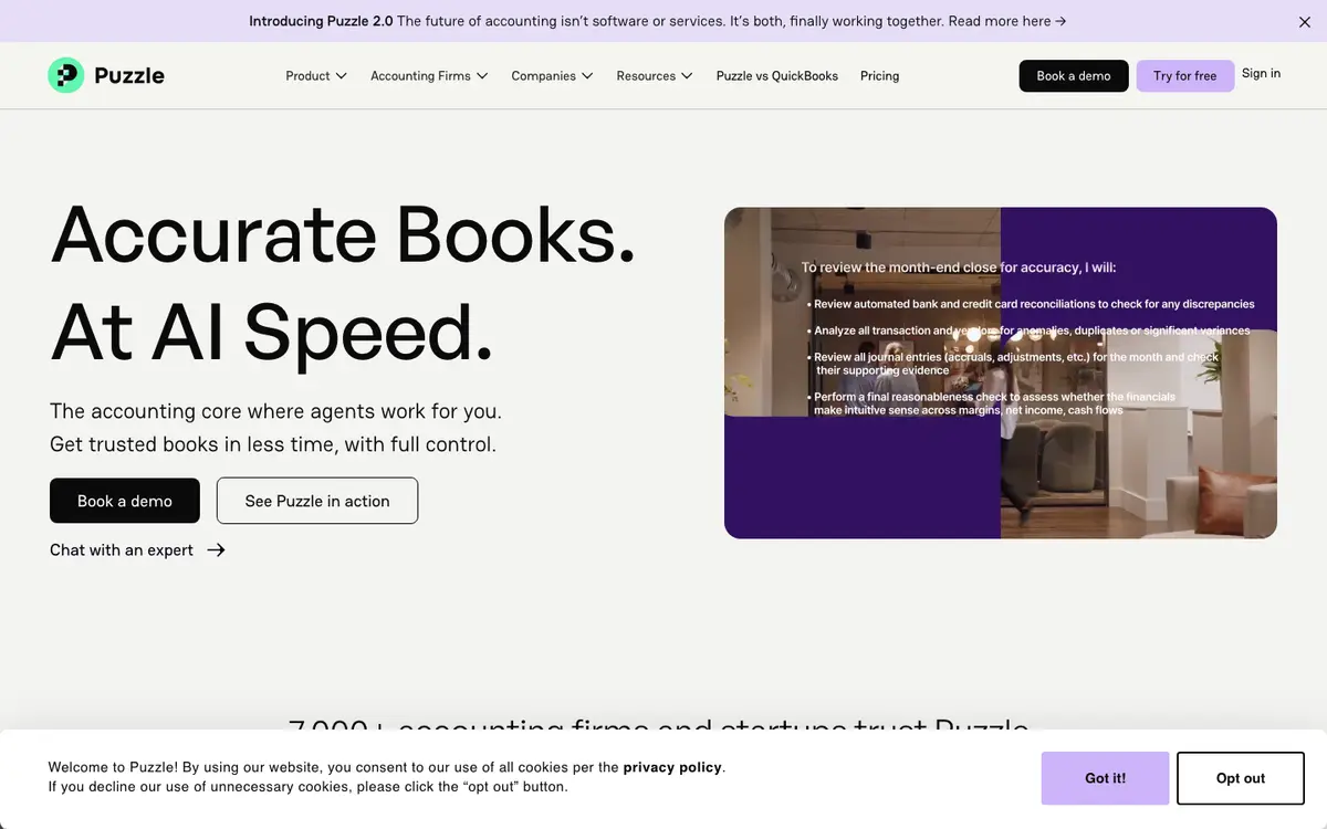 Puzzle homepage screenshot